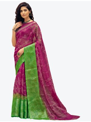 Grape Purple Fine Handloom Cotton Festive Wear Designer Saree FABSA21510