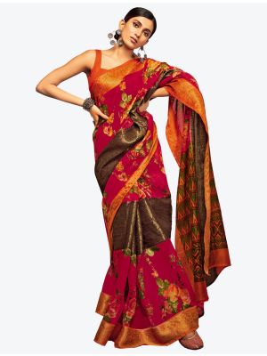 Hot Pink Jacquard Silk Party Wear Designer Saree FABSA21542