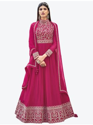 Magenta Pink Faux Georgette Party Wear Designer Anarkali Suit small FABSL20746