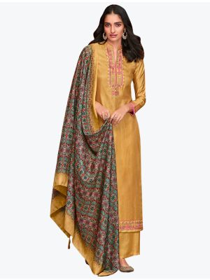 Mustard Gold Fiona Silk Readymade Designer Palazzo Suit with Dupatta FABSL20781