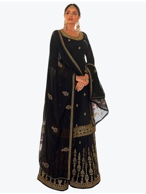 Rich Black Pure Georgette Pakistani Style Palazzo Suit FABSL20776