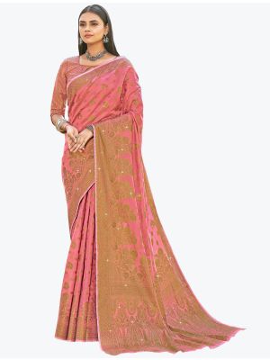Dusty Pink Premium Cotton Festive Wear Designer Saree thumbnail FABSA21573