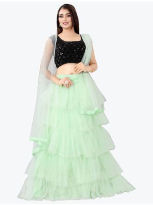 Seafoam Green Net Party Wear Lehenga Choli with Dupatta FABLE20268