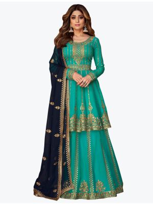 Turquoise Premium Georgette Party Wear Designer Lehenga Suit FABSL20868