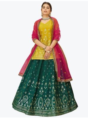 Bottle Green Chinon Exclusive Designer Lehenga Choli FABLE20291