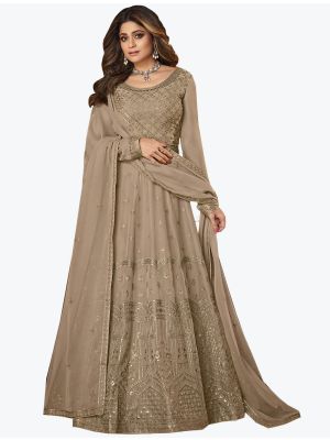 Deep Beige Pure Georgette Elegant Designer Anarkali Suit FABSL20942