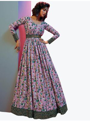 lavender natural crepe stylish party wear anarkali gown   small fabgo20132