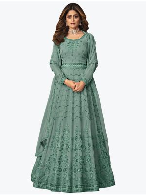 Light Turquoise Pure Georgette Elegant Designer Anarkali Suit FABSL20939