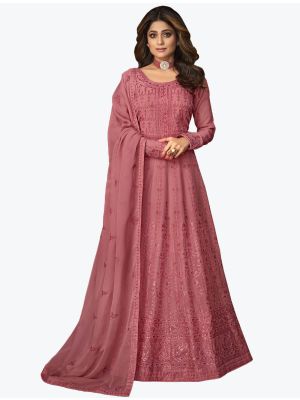 Onion Pink Pure Georgette Elegant Designer Anarkali Suit FABSL20940