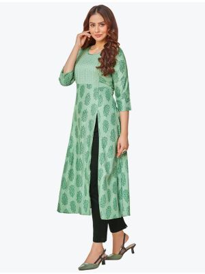 pista fine rayon casual wear printed pintex kurti fabku20557
