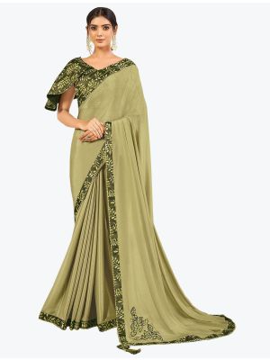 Pista Green Silk Georgette Party Wear Fancy Designer Saree small FABSA21638