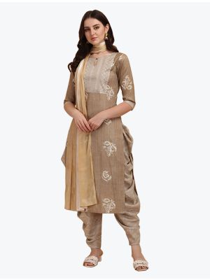 Beige Fine Rayon Patiala Style Readymade Suit FABSL20977