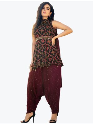 Black Silk Indo Western Style Trendy Designer Suit FABSL20969