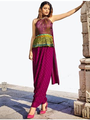 Purple Silk Indo Western Style Trendy Designer Suit FABSL20973