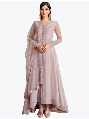 Light Purple Premium Russian Silk Anarkali Floor Length Suit small FABSL21036