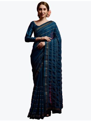 Rich Red Mirror Embroidered Party Wear Georgette Saree small FABSA21839