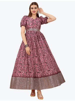 deep wine organza designer long kurti fabku20652