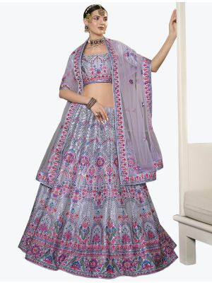 Light Violet Embroidered Silk Exclusive Designer Lehenga Choli small FABLE20341