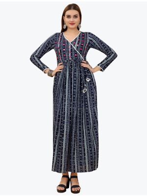 navy blue viscose designer long kurti fabku20648