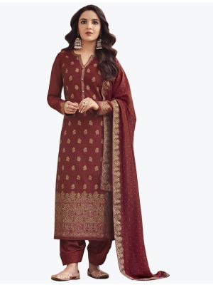 Maroon Sansui Silk Woven Designer Salwar Suit small FABSL21244