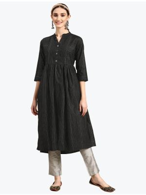 black cotton blend woven kurti fabku20712