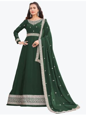 Green Faux Georgette Anarkali Suit With Dori Embroidery small FABSL21318