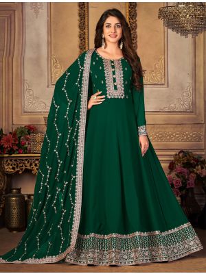 Green Faux Georgette Semi Stitched Anarkali Suit small FABSL21314