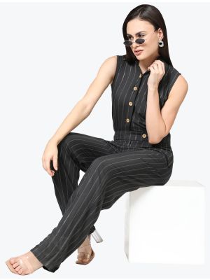 jet black premium viscose casual wear jumpsuit fabku20703