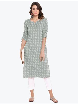 light grey cotton casual wear kurti fabku20724