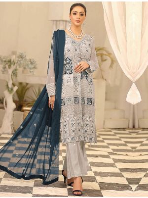 Light Grey Faux Georgette Pakistani Salwar Kameez small FABSL21310