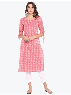 light pink cotton casual wear kurti fabku20723