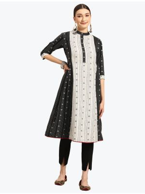 white black cotton blend woven kurti fabku20713