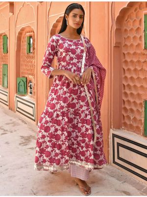 Pink Premium Cotton Readymade Palazzo Suit swatch FABSL21394