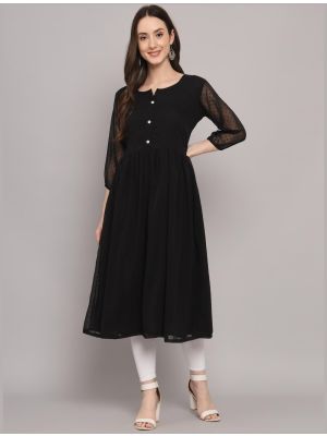 black georgette long kurti with thousand butti work fabku20755