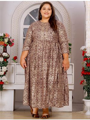 maroon superior rayon plus size printed long kurti fabku20734