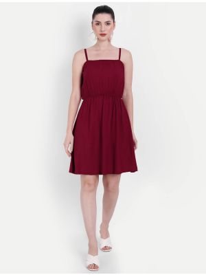 deep maroon viscose rayon trendy sleeveless tunic fabku20807
