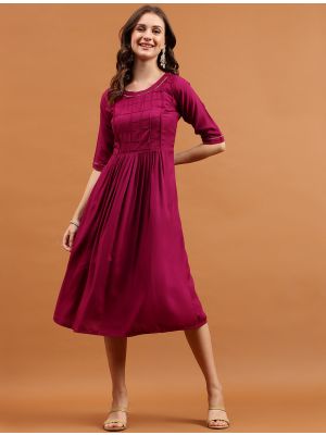 magenta viscose rayon stylish casual wear kurti fabku20803