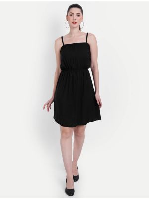 pure black viscose rayon trendy sleeveless tunic fabku20805