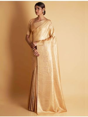 Beige Two Tone Kanjivaram Silk Saree