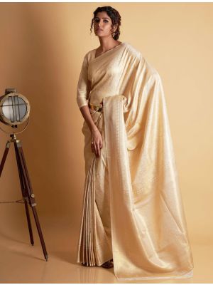 Cream Two Tone Kanjivaram Silk Saree