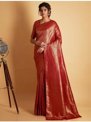 Maroon Two Tone Kanjivaram Silk Saree