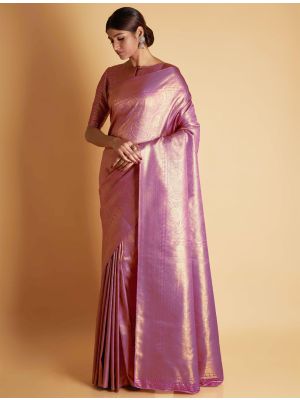Onion Pink Two Tone Kanjivaram Silk Saree