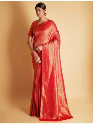Red Two Tone Kanjivaram Silk Saree