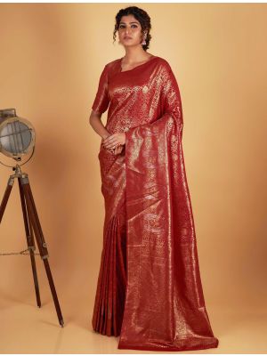 Rich Maroon Two Tone Kanjivaram Silk Saree