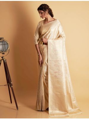 Royal Cream Two Tone Kanjivaram Silk Saree