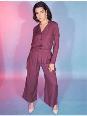 dark mauve viscose rayon women co ord set fabku20861