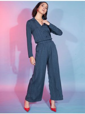denim blue viscose rayon women co ord set fabku20860