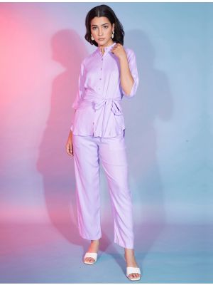 light lavender viscose rayon women co ord set fabku20857