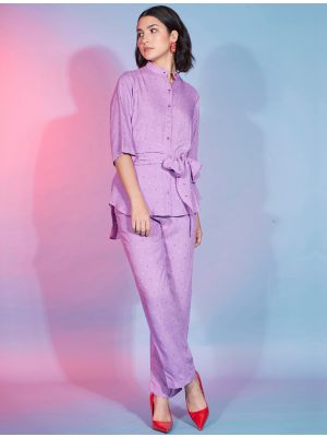 light mauve viscose rayon women co ord set fabku20858