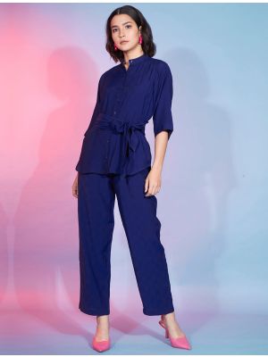 navy blue viscose rayon women co ord set fabku20859